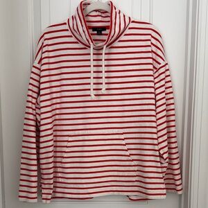 J.Crew Funnelneck Pullover in striped Mariner cloth (size XL)